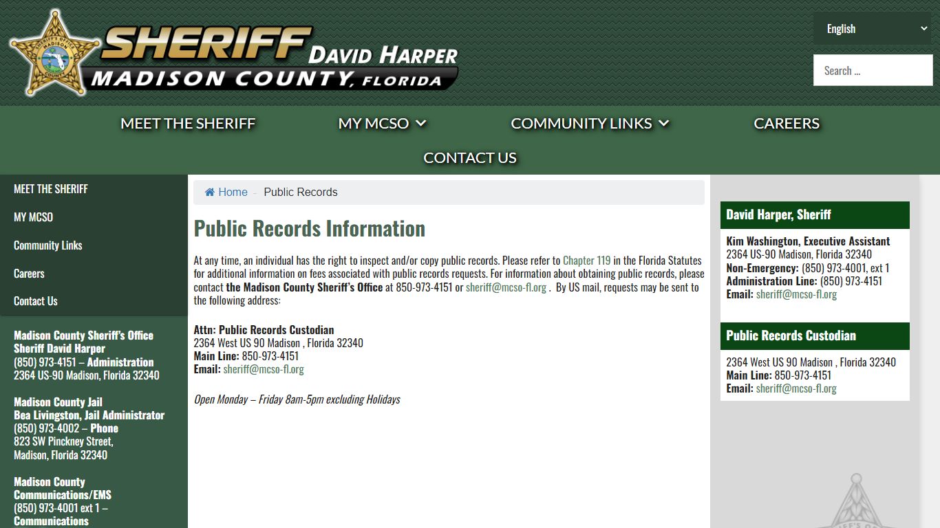 Public Records – Madison County Sheriff