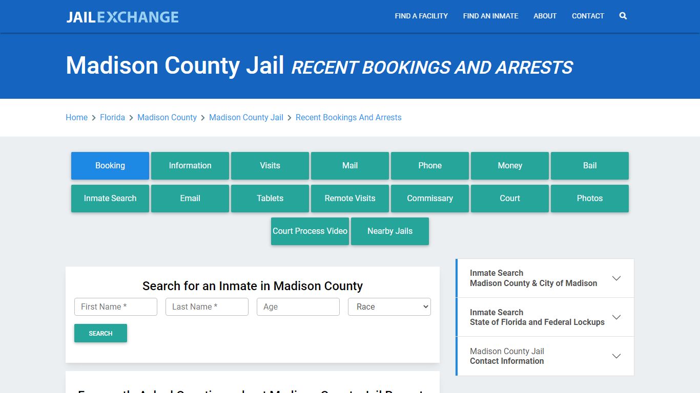 Madison County Jail FL Recent Arrests and Bookings - Jail Exchange